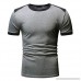 Summer Mens Color Block Round Neck Short Sleeve T-Shirt Fitness Tops Gray B07QGDM36N